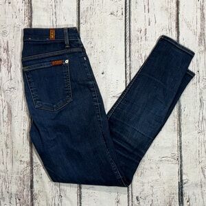 Women's 7 For All Mankind High Waist Ankle Skinny Blue Denim Women's Jeans